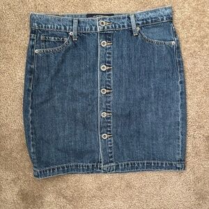 Denim Button-Front Skirt